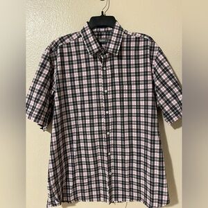 Neiman Marcus Mens Plaid Button Up Shirt Luxury Designer Short Sleeve